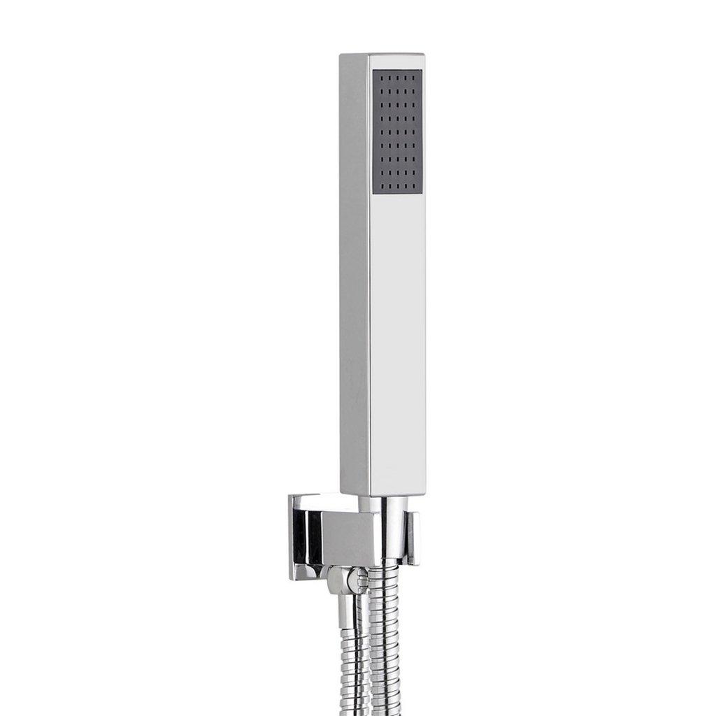 Shower Head Square Outlet Elbow with Wall Bracket and Handset